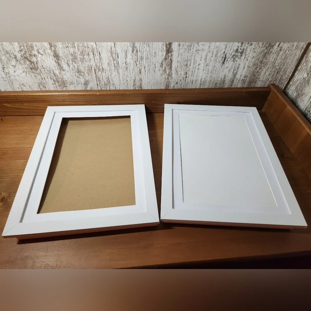Set of Art Frame Hinged Front Opening Magnetic Closure Storage Compartment White